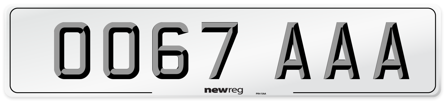 OO67 AAA Number Plate from New Reg